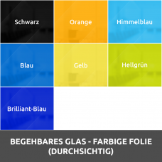 Begehbares glas durch farbige Folie (durchsichtig)