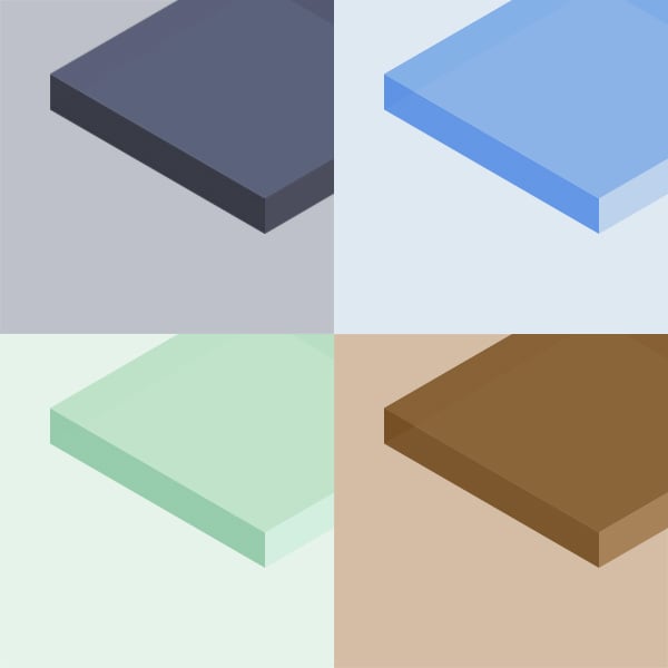 Normalglas braun oder grau getönt