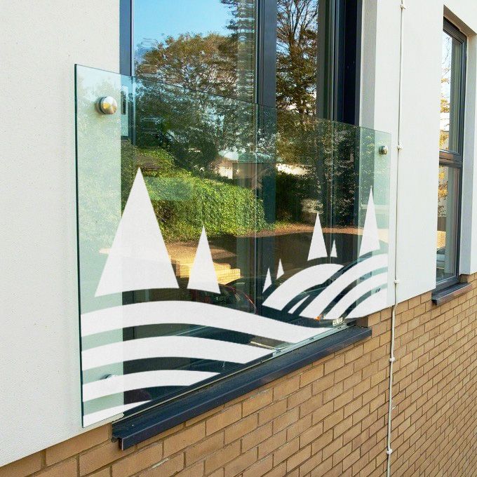 Glas für Balkon, Motive Sandstrahlen, VSG aus ESG Glas Klar