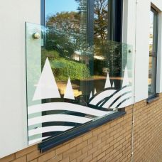 Glas für Balkon aus VSG aus ESG Klar mit Motive Sandstrahlen Konfigurieren