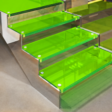 Glastreppen aus VSG, Begehbares glas durch farbige Folie (durchsichtig) 