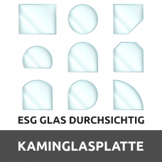 Kaminglasplatte aus ESG Glas Durchsichtig