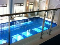 Schwimmbad Glas - Geländer mit Pfosten Boden- und Seitenmontage