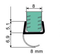 Duschtürdichtung mit offener Dichtlippe für 8 mm