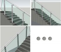 Treppengeländer, mit Pfosten Boden / Seiten Montage